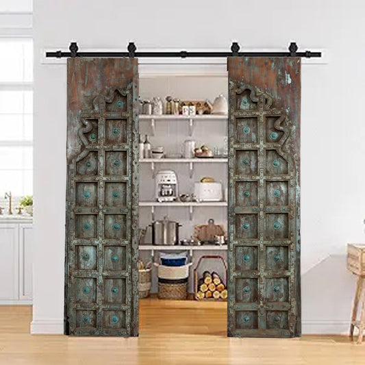 Antique Teak Barn Doors Rustic Carved Ranch Farmhouse Double Doors 81
