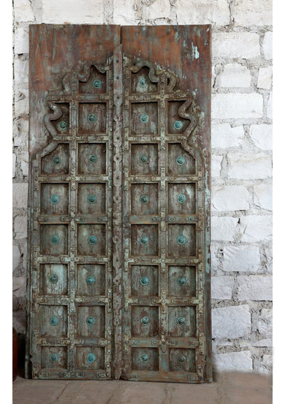 Antique Teak Barn Doors Rustic Carved Ranch Farmhouse Double Doors 81