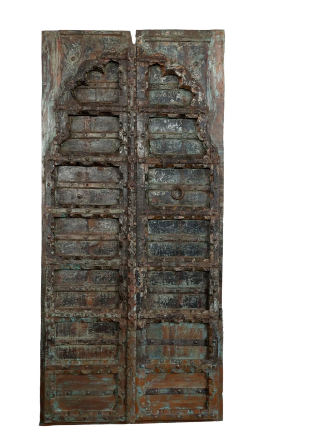Antique Hand Carved Door Panels Scallop Arch Teak Exterior Double Doors 85