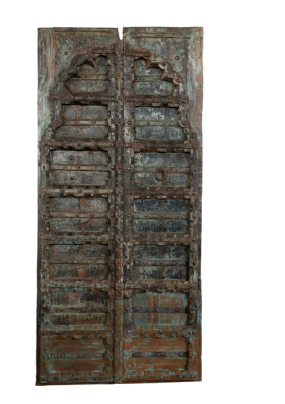 Antique Hand Carved Door Panels Scallop Arch Teak Exterior Double Doors 85