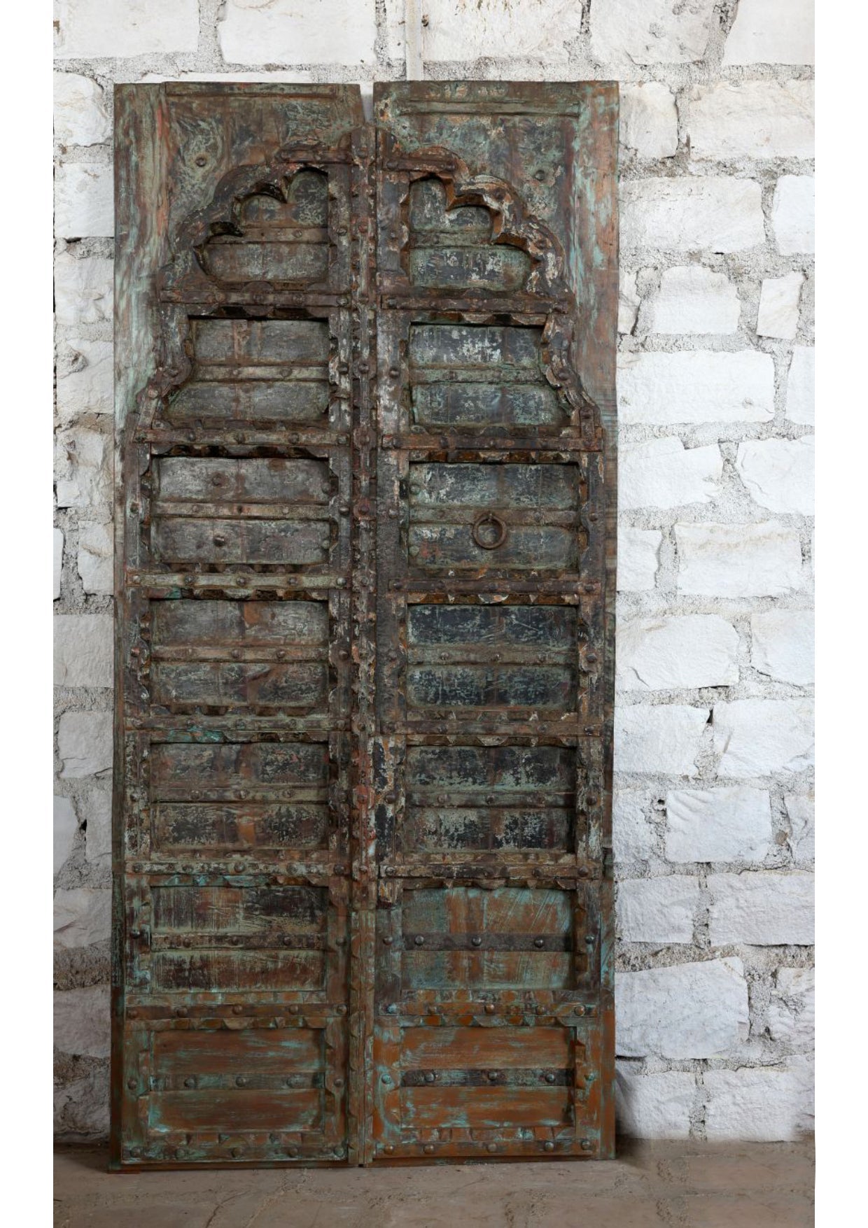 Antique Hand Carved Door Panels Scallop Arch Teak Exterior Double Doors 85