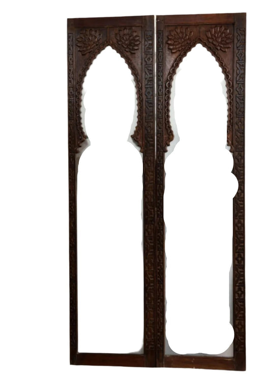Vintage Hand Carved Arch Door Frosted Glass Farmhouse Doors 96x48