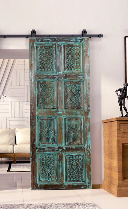 Vintage Carved Doors Rustic Hinged or Barndoor Panel 96x36