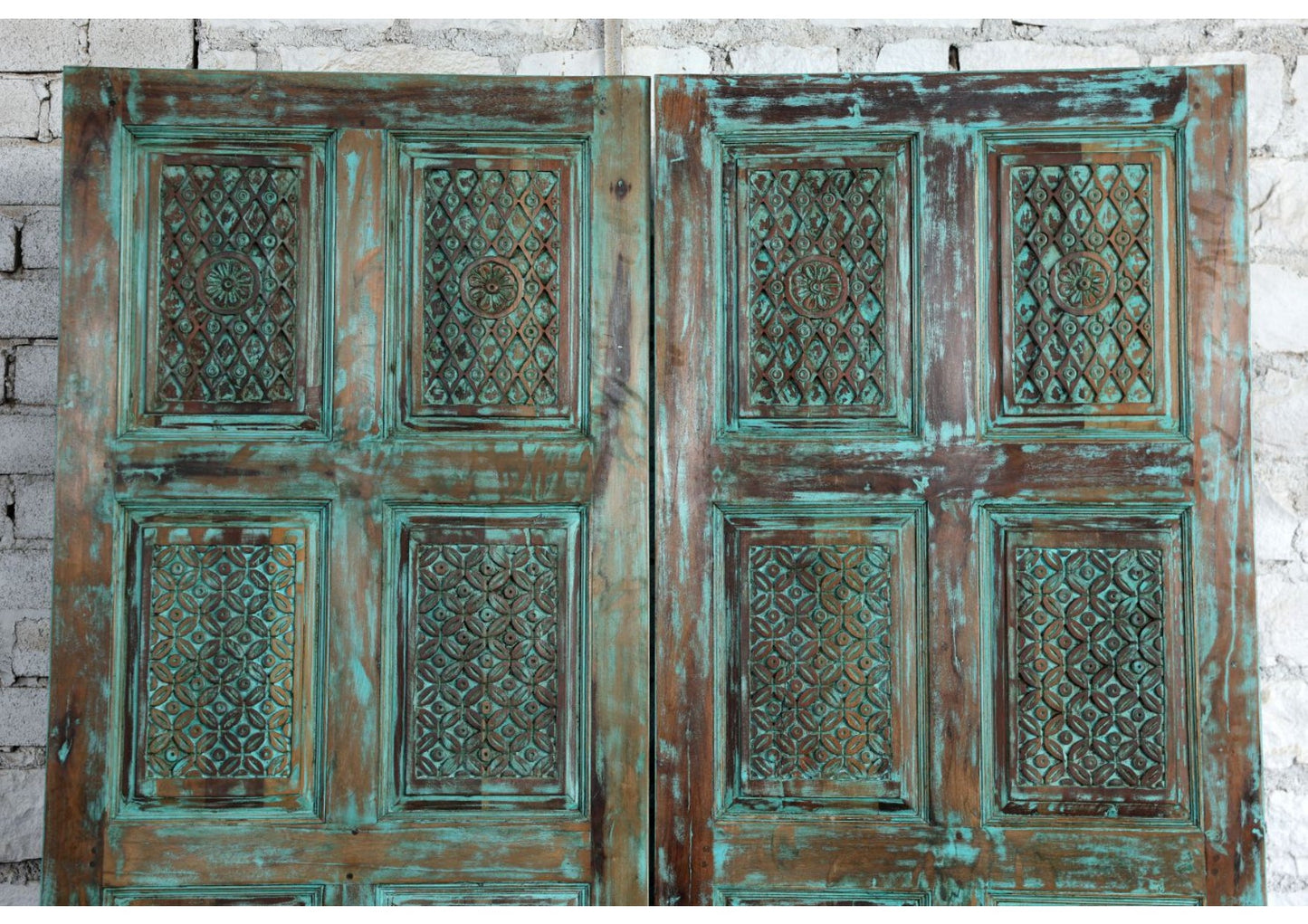 Vintage Carved Doors Rustic Hinged or Barndoor Panel 96x36