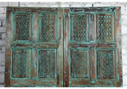 Vintage Carved Doors Rustic Hinged or Barndoor Panel 96x36