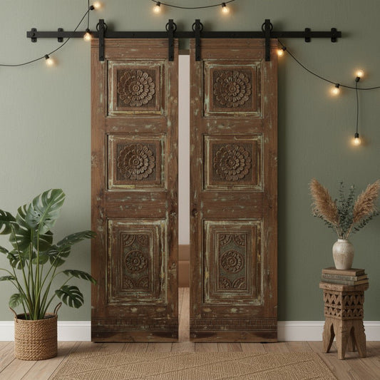 Vintage Farmhouse Barn Door Mid-Century Rustic Farmhouse Sliding Door 80x40