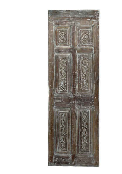 Vintage Whitewash Carved Door Reclaimed Wood Sliding Barndoor 80x26.5