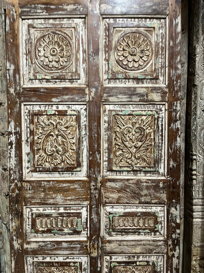 Vintage Statement Carved Door Rustic Distressed Single Barndoor 80x35