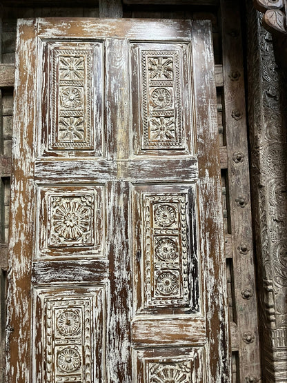 Reclaimed Wood Vintage Carved Barn Door Farmhouse Statement Door 80x30
