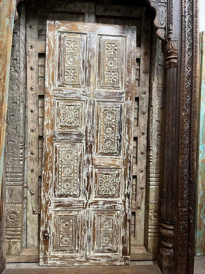 Reclaimed Wood Vintage Carved Barn Door Farmhouse Statement Door 80x30