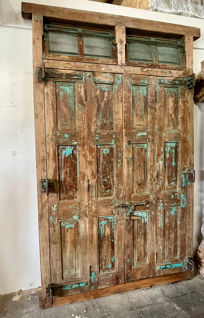 Antique India Carved Doors Exterior Teak Veranda Double Doors Original Hardware