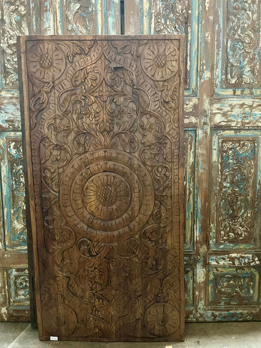 Vintage Farmhouse Wall Decor Lotus Carved Wood Headboard Home Decor 60x30