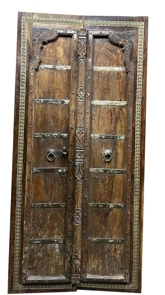 Antique Teak Double Doors – Rustic Ranch Farmhouse Entry Doors 81x40