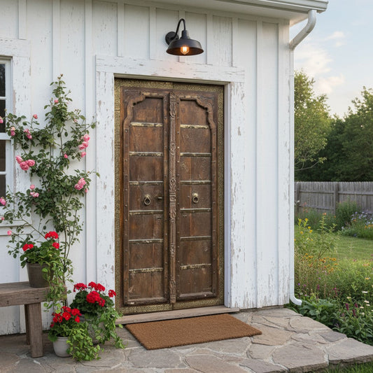 Antique Teak Double Doors – Rustic Ranch Farmhouse Entry Doors 81x40