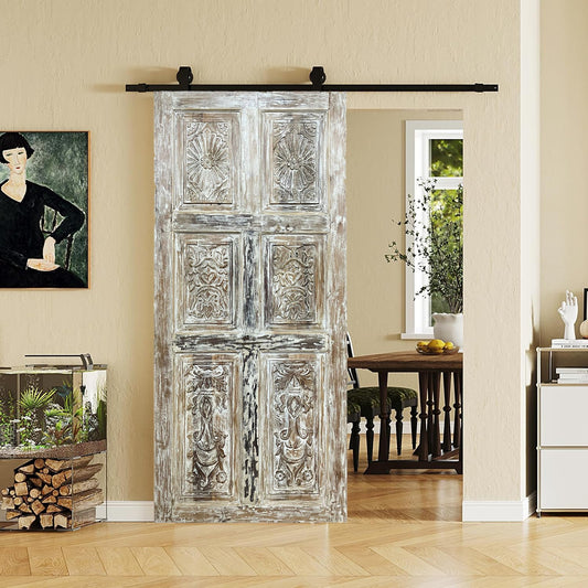 Vintage Carved Door - Reclaimed Wood Hinged or Barn Door 80x36