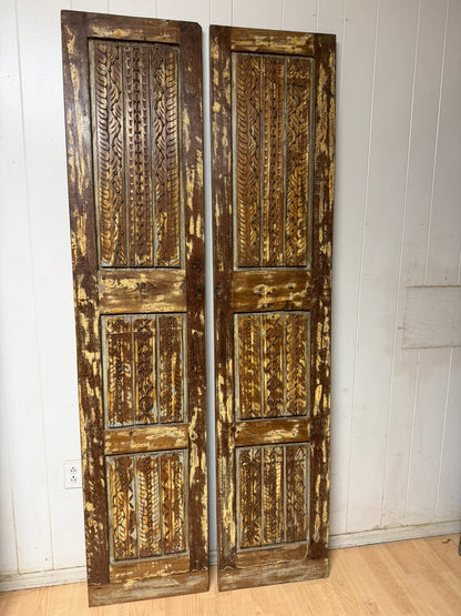 Antique Doors Carved Solid Wood Rustic Barndoors with Brass Studs 80