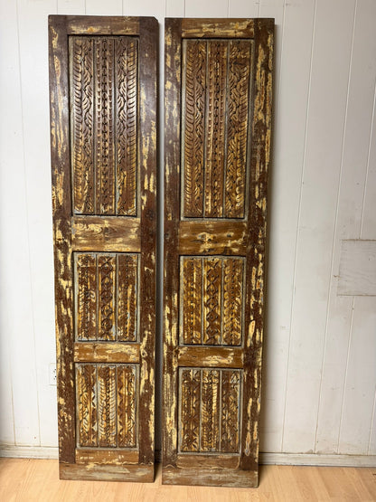 Antique Doors Carved Solid Wood Rustic Barndoors with Brass Studs 80