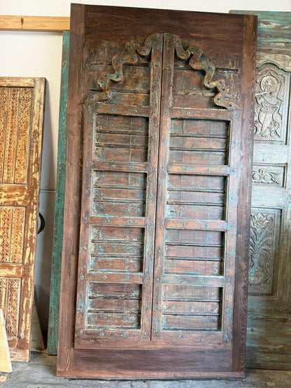 Antique Arched Door Customized Teak Wood Single Entry Door 96x49