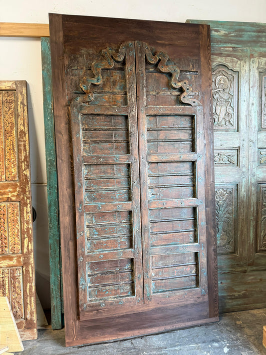 Antique Arched Door Customized Teak Wood Single Entry Door 96x49