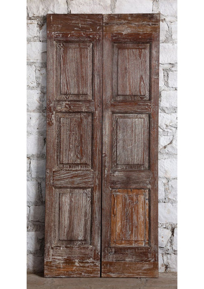 Antique Floral Carved Double Doors Rustic Farmhouse Barndoor 80x35