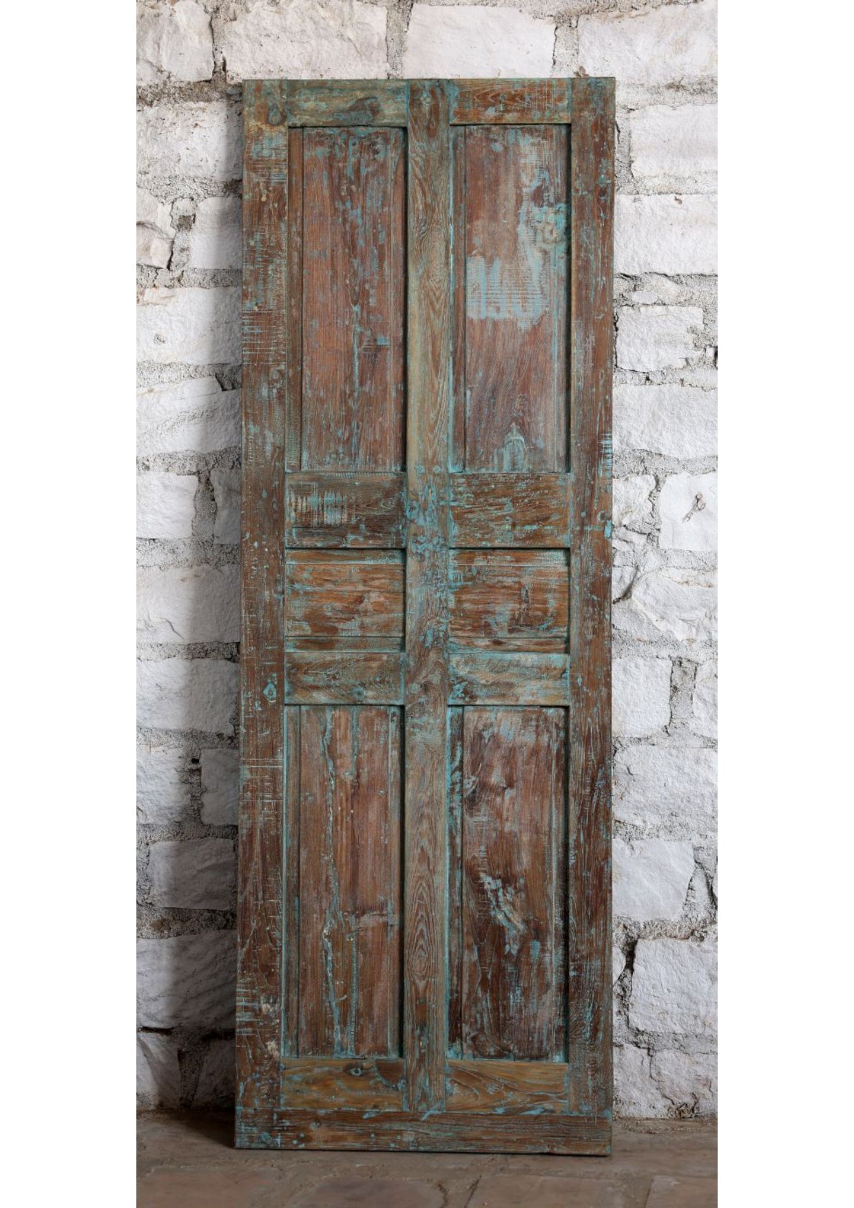 Antique Carved Door Dusty Blue Hinged or Sliding Farmhouse Barn Door 80x28