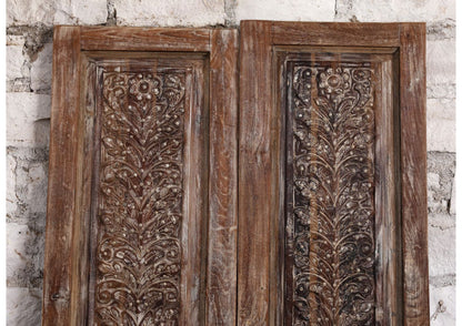 Antique Carved Wood Double Door with Brass Studs Sliding Barn Doors 80x42