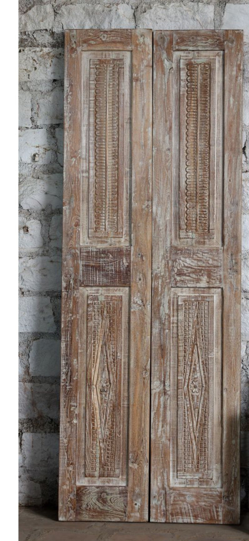 Antique Carved Double Barn Door Rustic Farmhouse Sliding Doors 80x26