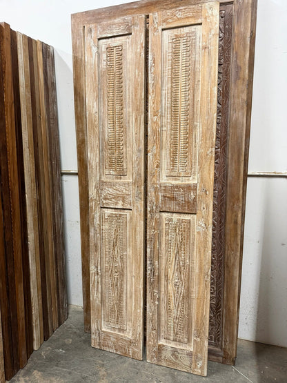 Antique Carved Double Barn Door Rustic Farmhouse Sliding Doors 80x26