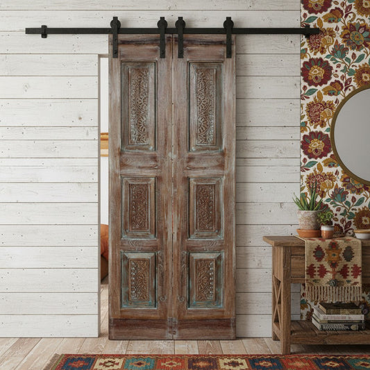 Antique Carved Door Rustic Farmhouse French Style Doors Barn Door 80x28