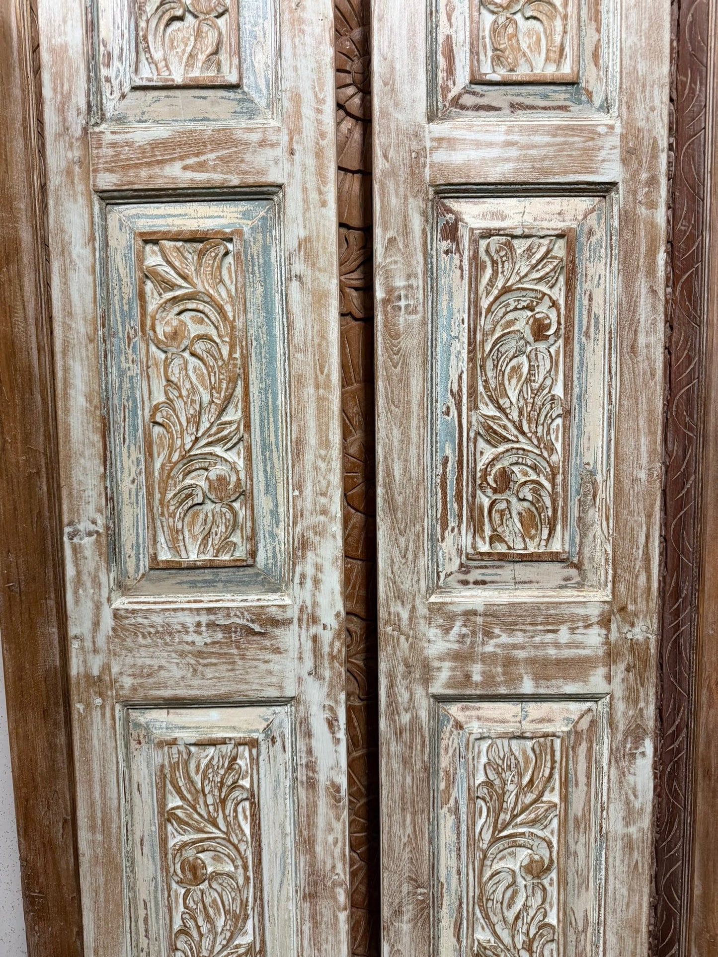 Antique French Door Hand Carved Sliding Doors Floral Statement Door 80x28