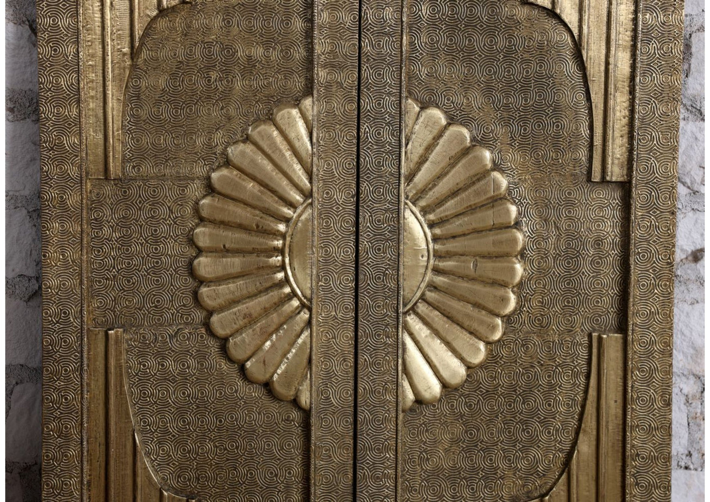 Vintage Brass Cladded Door Unique Carved Sliding Barn Doors 80x48