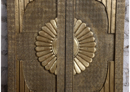 Vintage Brass Cladded Door Unique Carved Sliding Barn Doors 80x48