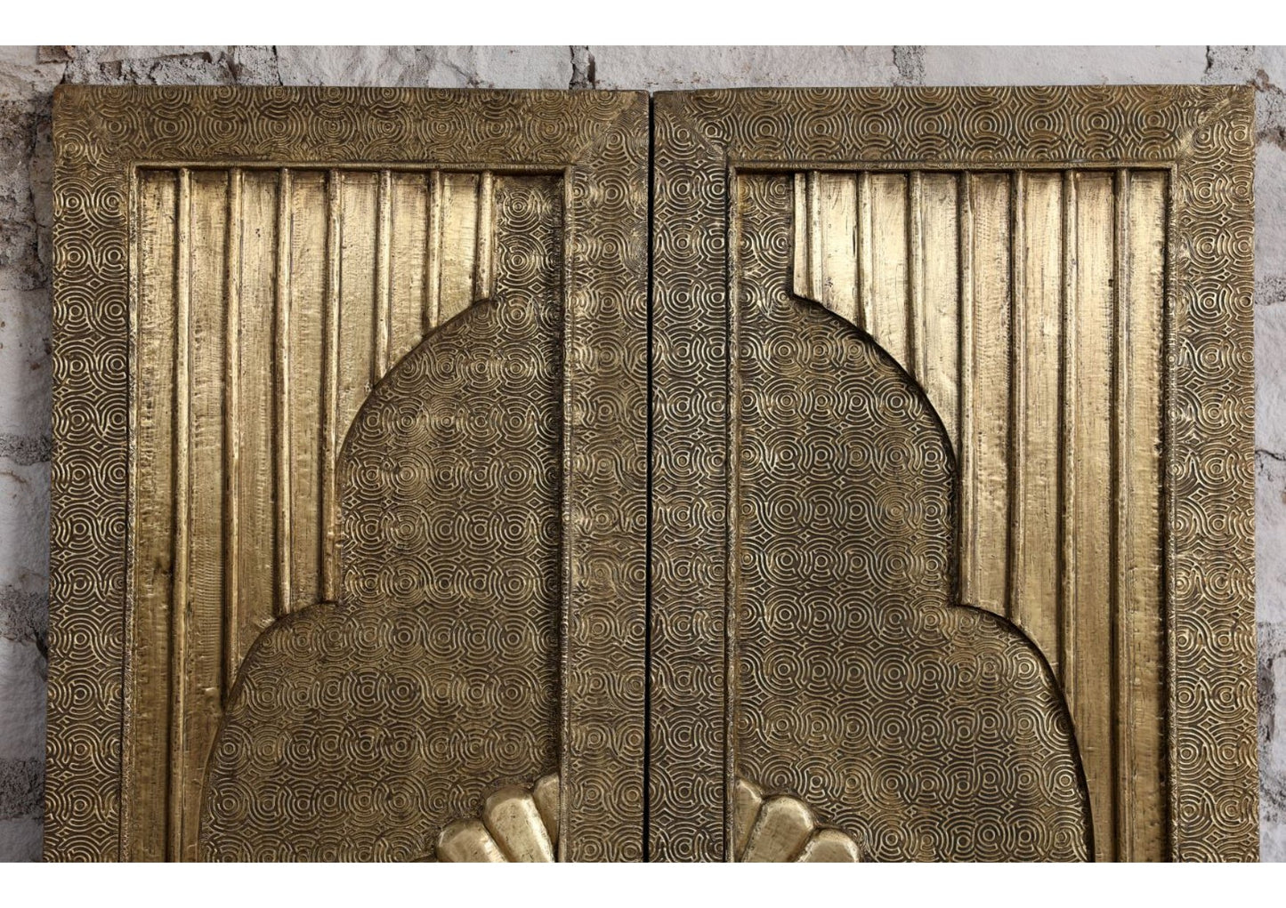 Vintage Brass Cladded Door Unique Carved Sliding Barn Doors 80x48