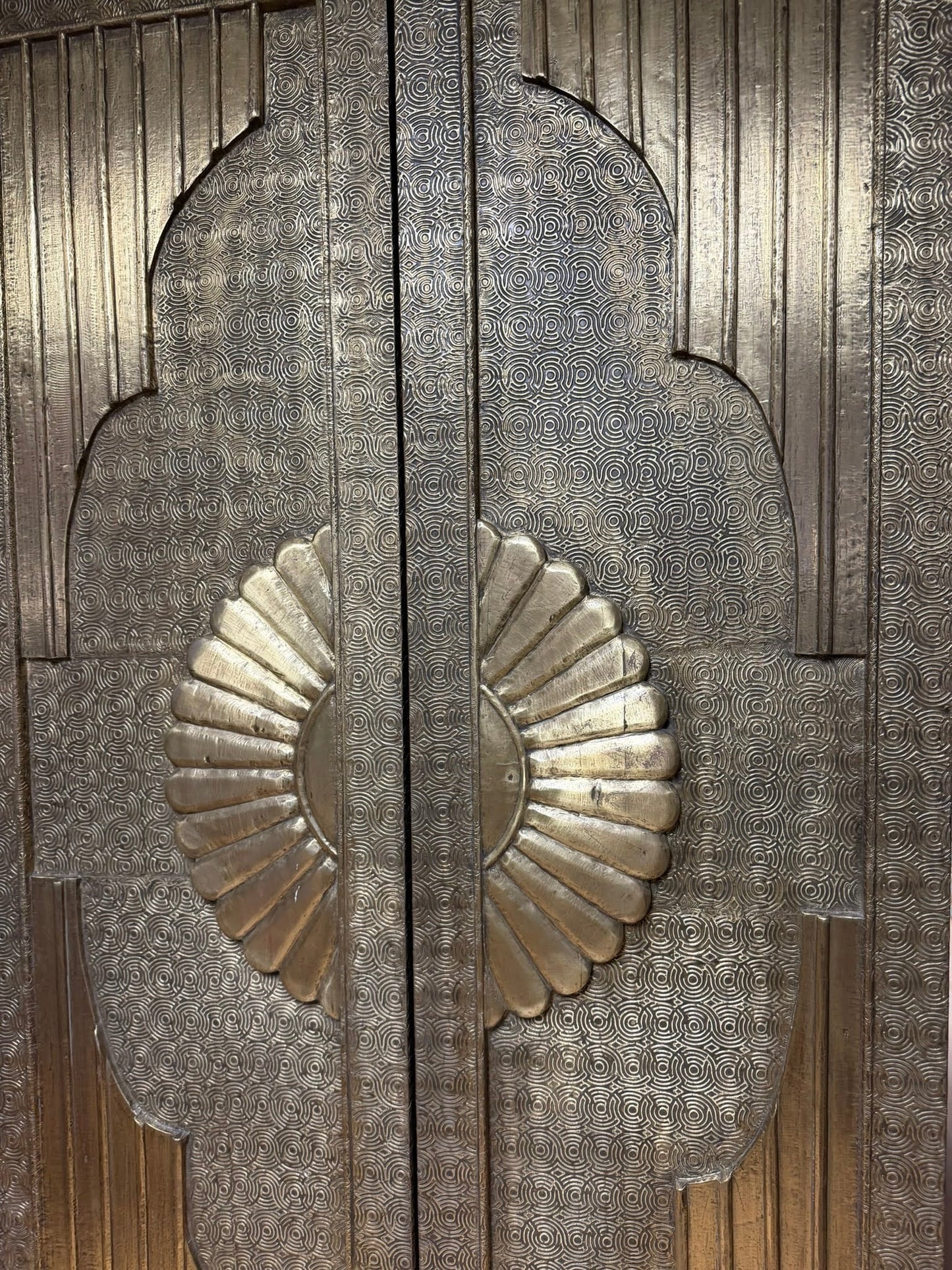 Vintage Brass Cladded Door Unique Carved Sliding Barn Doors 80x48