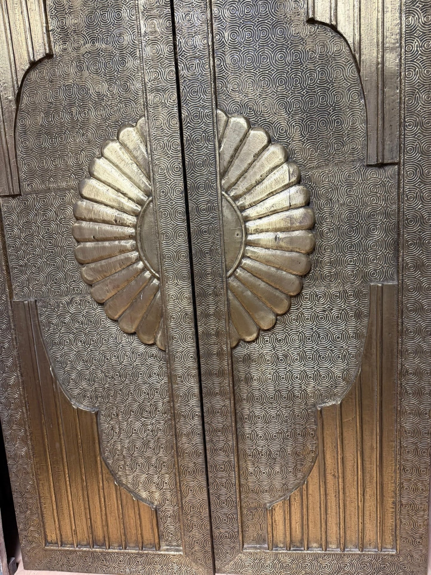 Vintage Brass Cladded Door Unique Carved Sliding Barn Doors 80x48