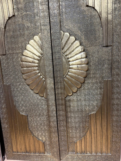 Vintage Brass Cladded Door Unique Carved Sliding Barn Doors 80x48