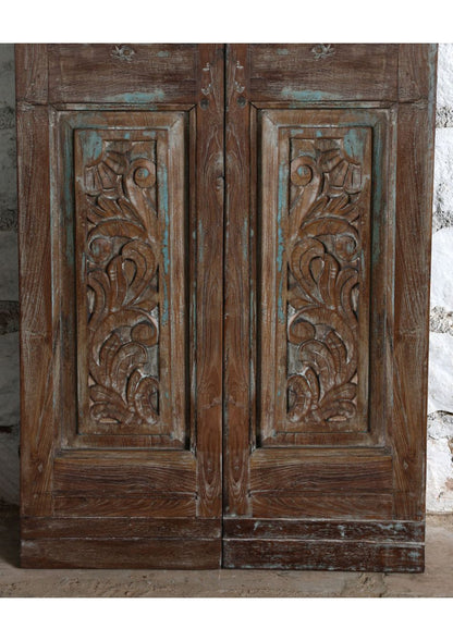 Antique Carved French Doors Floral Hinged or Sliding Barn Doors 80x28