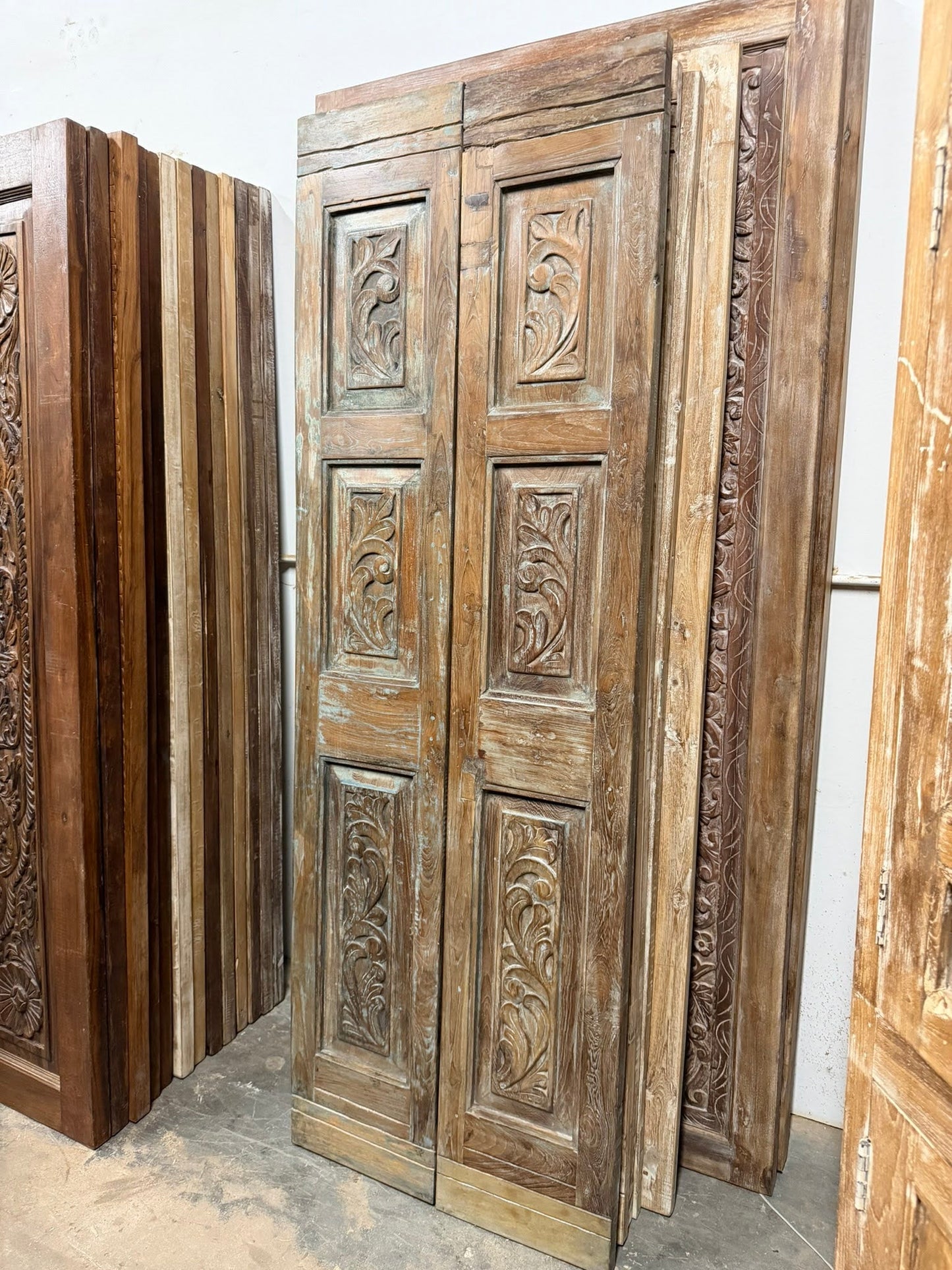 Antique Carved French Doors Floral Hinged or Sliding Barn Doors 80x28