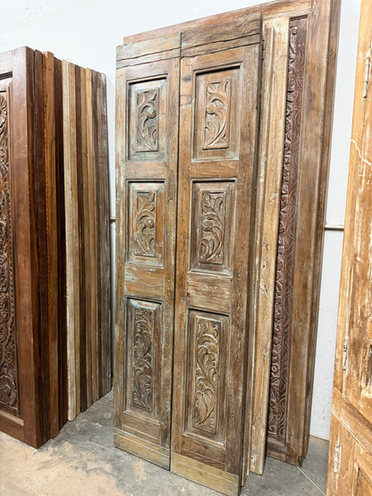 Antique Carved French Doors Floral Hinged or Sliding Barn Doors 80x28