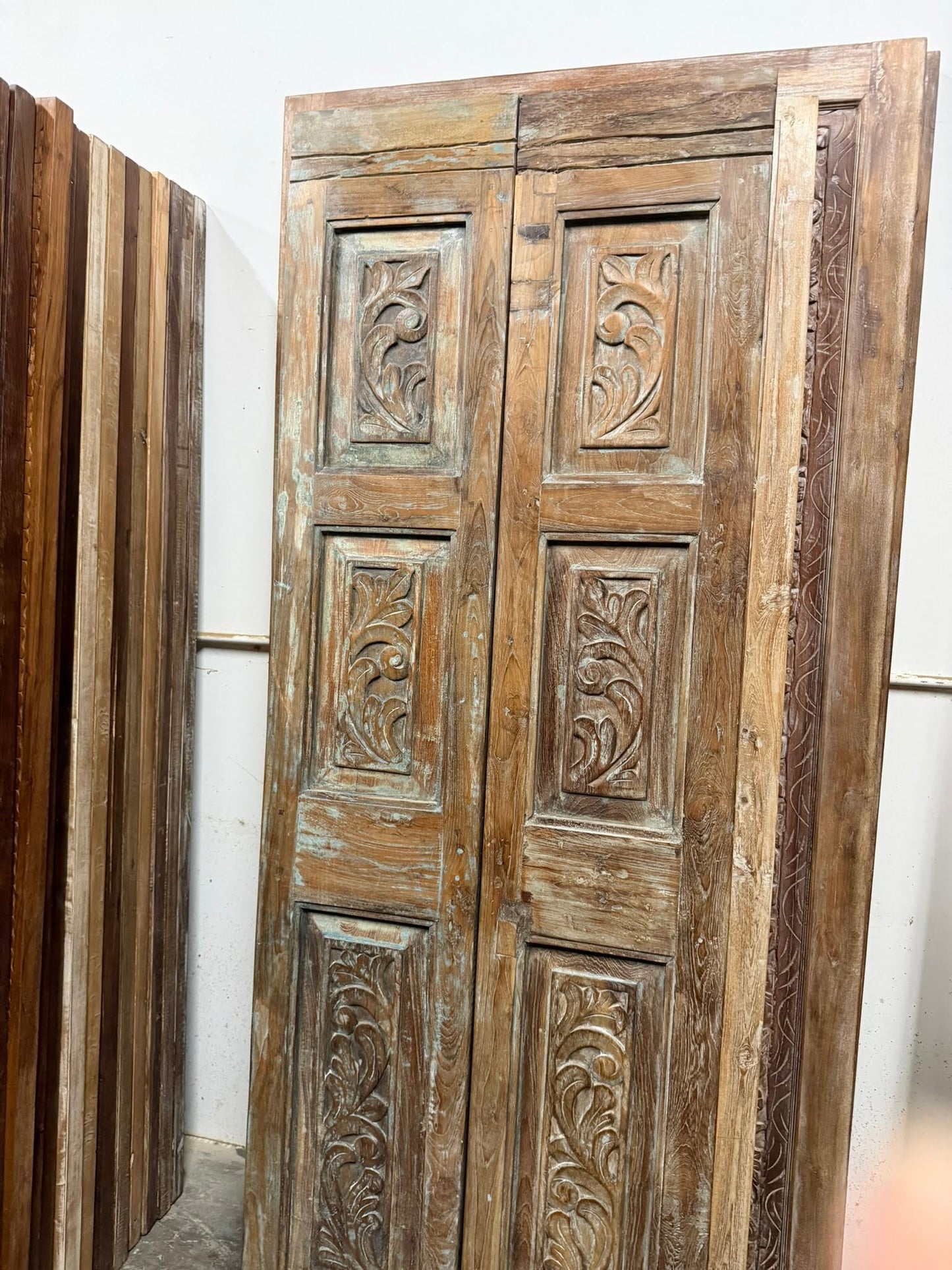 Antique Carved French Doors Floral Hinged or Sliding Barn Doors 80x28
