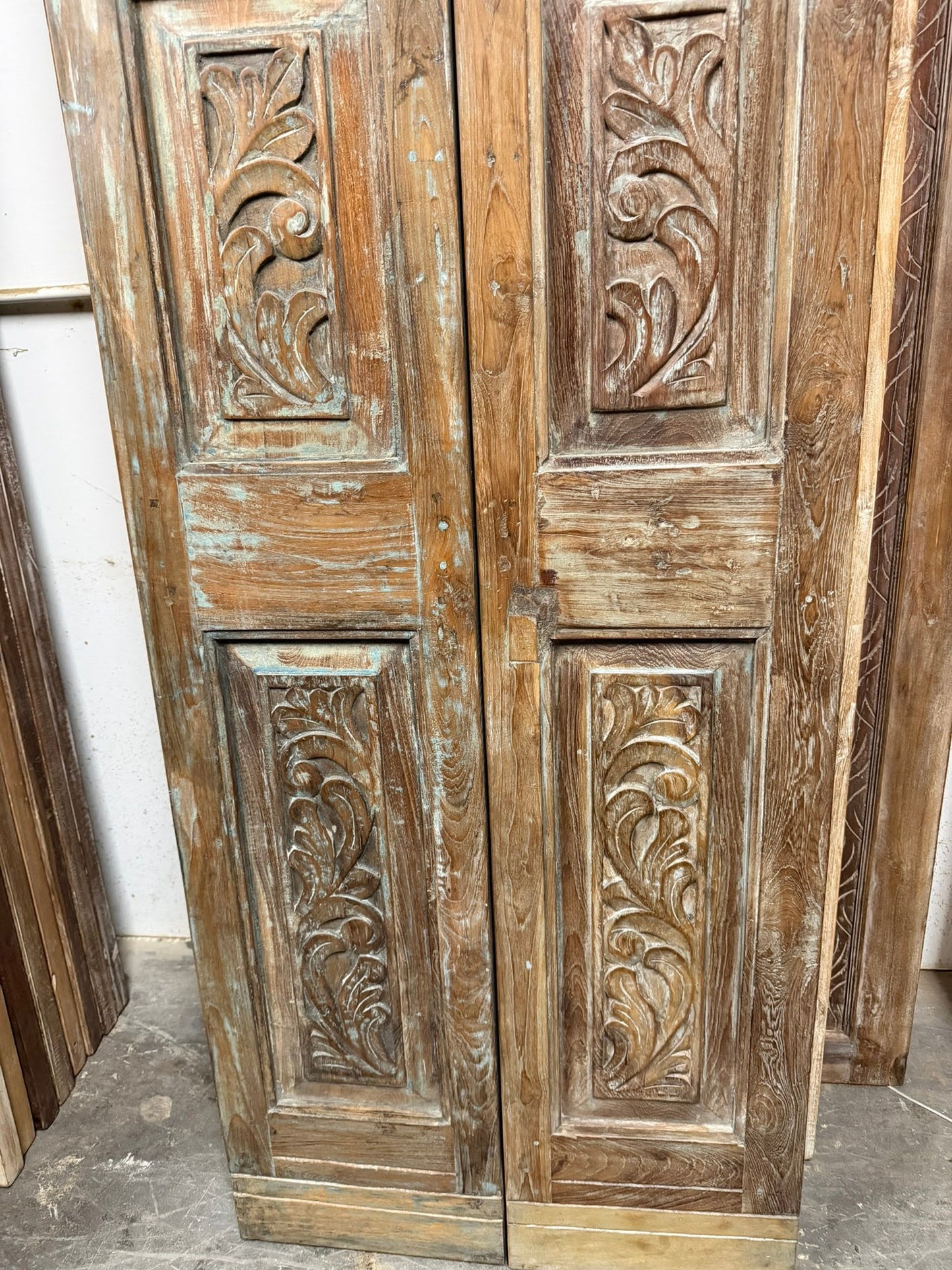 Antique Carved French Doors Floral Hinged or Sliding Barn Doors 80x28