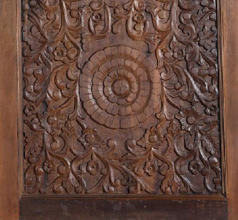Triple Lotus Carved Door Double Carved Solid Wood Front Doors 80x36