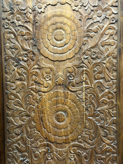 Triple Lotus Carved Door Double Carved Solid Wood Front Doors 80x36