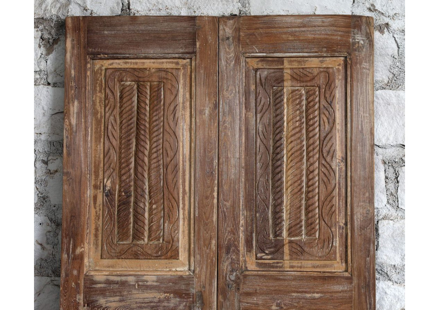 Antique Carved Doors Floral Reclaimed Wood Double Doors 80x34