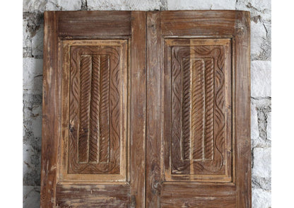 Antique Carved Doors Floral Reclaimed Wood Double Doors 80x34