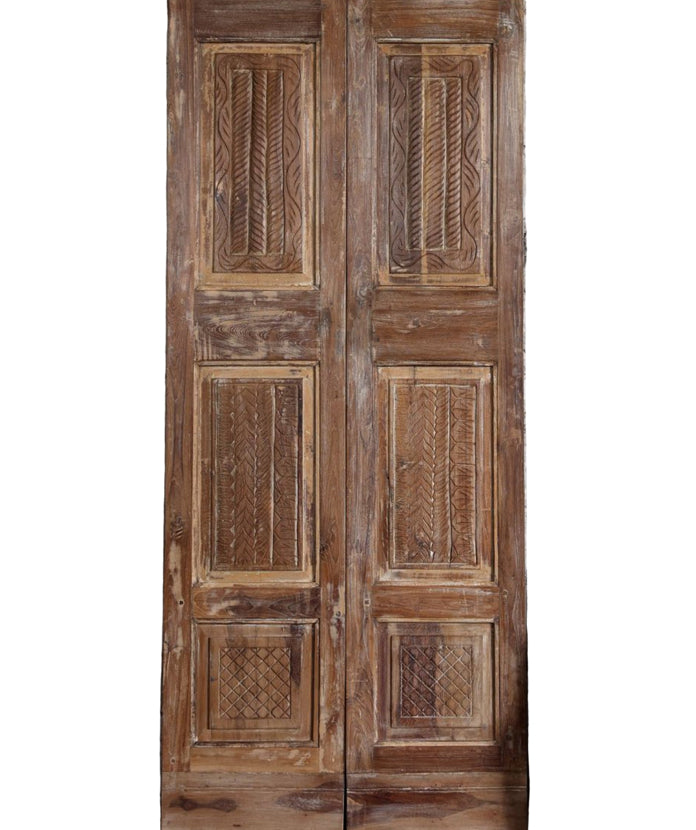 Antique Carved Doors Floral Reclaimed Wood Double Doors 80x34