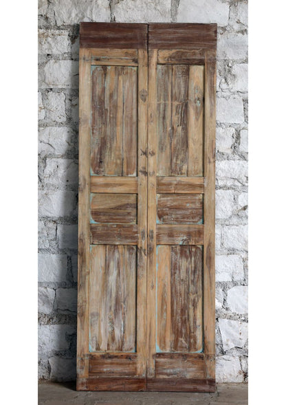 Antique Carved Wood Double Doors Floral French Doors 80x30