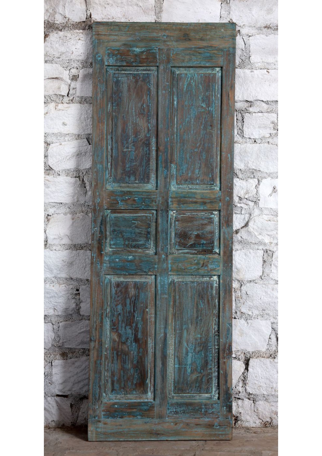 Antique Carved Teal Pantry Door - Feature Wall Art Barn Door Panel 80x27