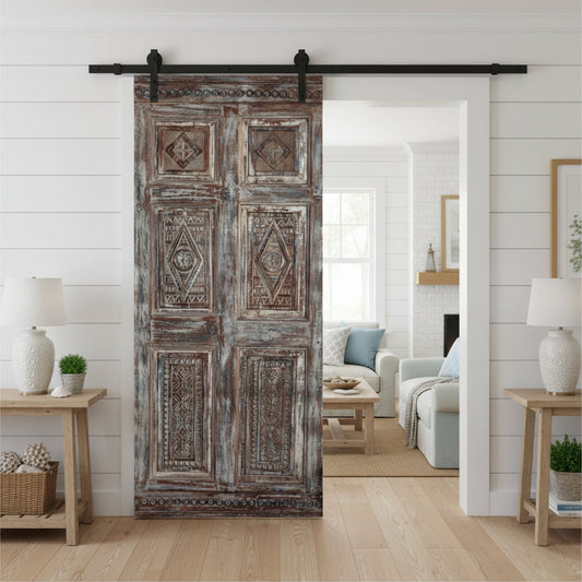 Antique Carved French Door Single Slidng Barn Doors Bedroom Door 80x34