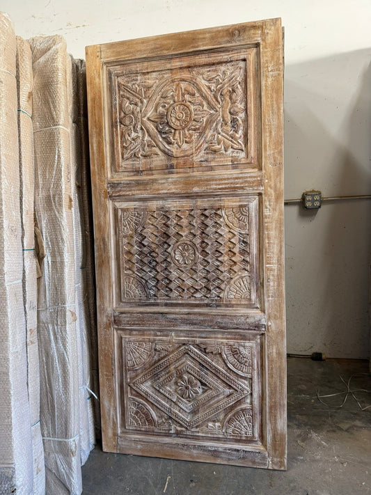 Vintage Carved Door Statement Door Hinged or Sliding Barndoor 80x36